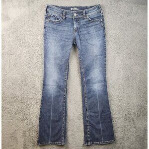 Silver Women's 30x34 Suki Surplus Boot Cut Dark Wash Jeans Flap Pockets